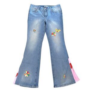L.e.i. Sophia Hiphugger Flares Patchwork Jeans